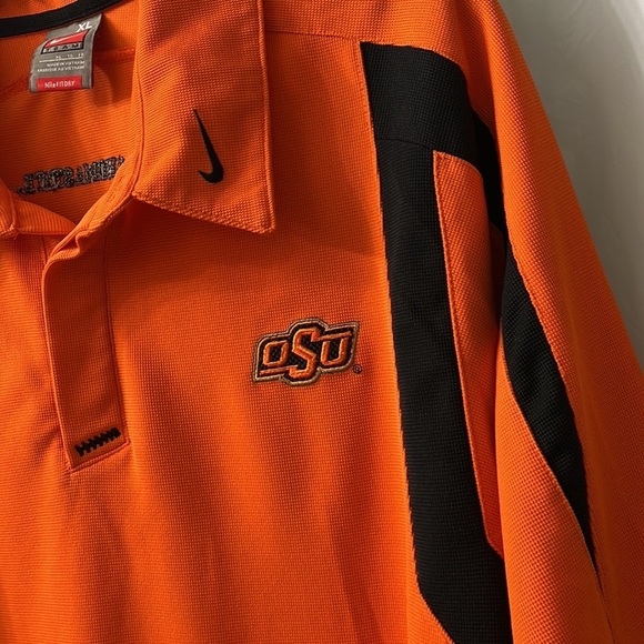 NIKE Men's FitDry OSU Oklahoma State University Cowboys Orange Polo Shirt XL - Picture 6 of 12